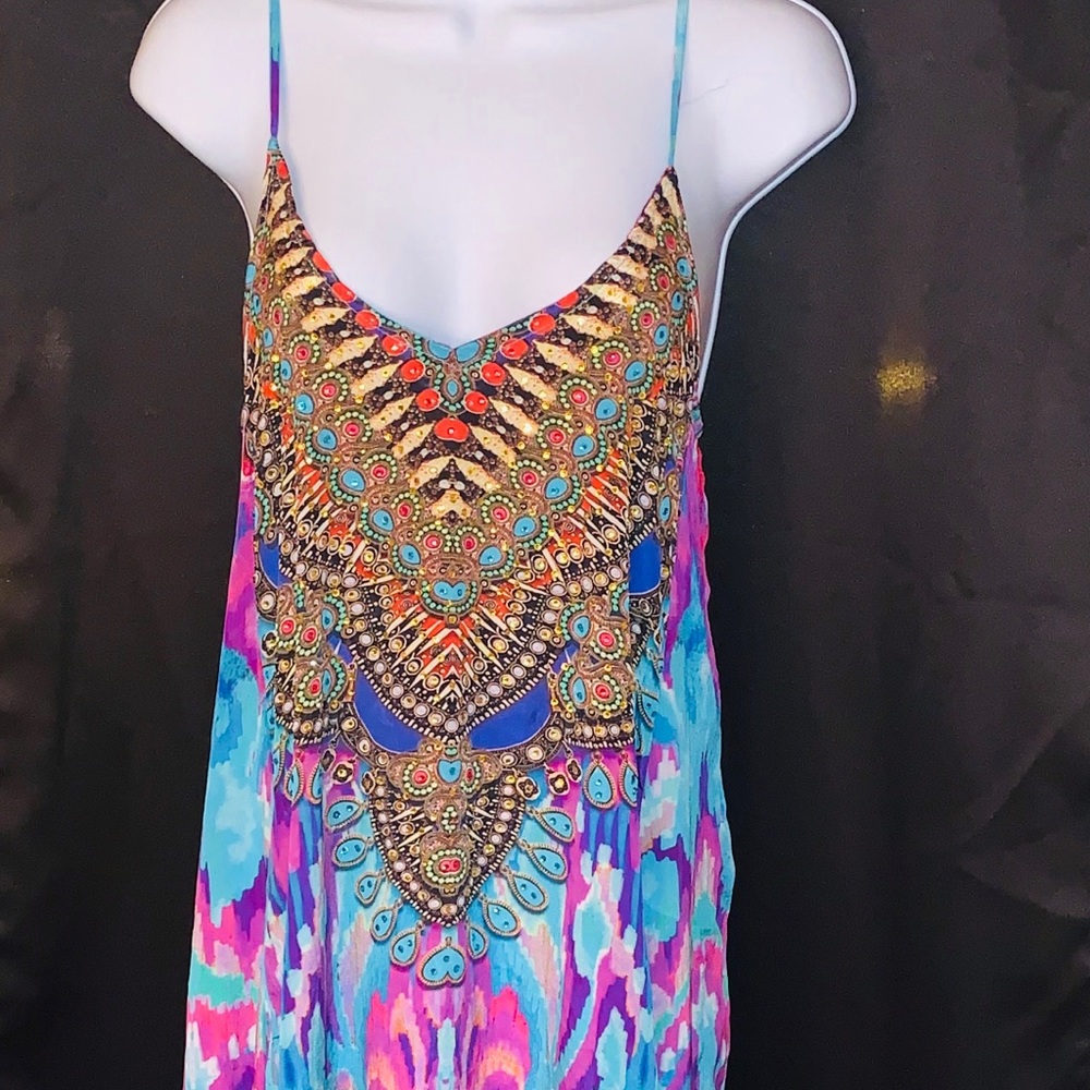 Embellished Tropical Maxi dress/ beach cover up